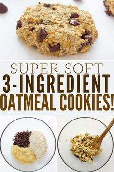 Ready under 20 minutes, these healthy, chewy and soft banana & oatmeal cookies are made with only 3 simple ingredients. #quickcookies #oatmealcookies #healthy Glutenfri Baking, Low Cholesterol Diet, Banana Oatmeal Cookies, Banana Cookies, Oatmeal Cookie, Cholesterol Diet, Oatmeal Cookie Recipes, Delicious Cookies, Makanan Diet