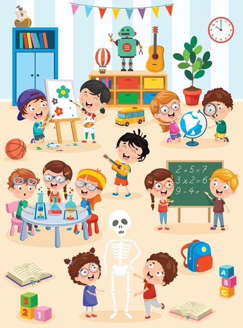 Preschool Illustration, Classroom Illustration, Preschool Pictures, Classroom Pictures, Classroom Clipart, Picture Composition, Illustration Art Kids, School Illustration, Carson Dellosa