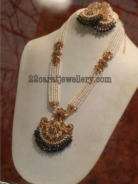 Muthyala Haram Designs Gold, Tanmaniya Design Gold, Muthyala Haram Designs, Pearl Bridal Jewelry Sets, Haram Designs, Gold Pearl Jewelry, Fancy Jewelry Necklace, Pearl Jewelry Design, Online Gold Jewellery