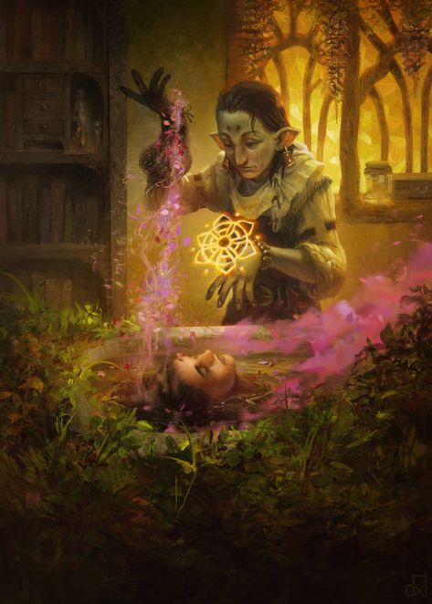 Half Goblin, D D Races, Wallpaper Painting, Goblin Art, Mtg Card, The Healer, Fantasy Forest, Mystical World, Fantasy Inspiration