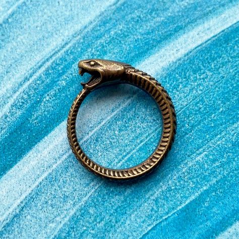 Brass Ouroboros ring, Snake eat tail ring, Size 9,5 US. Ouroboros - a snake curled in a ring or a dragon biting itself by the tail. It is one of the most ancient symbols. Snake Eating Tail, Pathfinder Rpg Characters, Ouroboros Ring, Snake Eating, Pathfinder Rpg, Snake Bites, Ancient Symbols, A Snake, Lizards