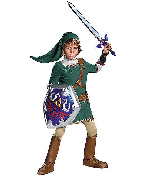 Kids Link Costume The Signature Collection - The Legend of Zelda - Spirithalloween.com Legends Of Zelda, Link Costume, Legend Of Zelda Link, Legend Games, Suede Hat, Green Tunic, Costume Themes, Faux Leather Boots, Boy Costumes