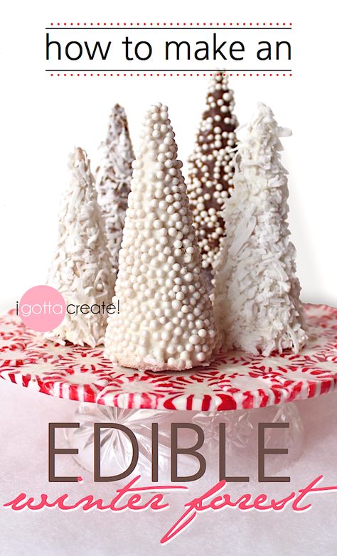 Forest Tutorial, Homemade Gingerbread House, Gingerbread House Recipe, White Almond Bark, Gingerbread House Parties, Gingerbread House Designs, Gingerbread House Cookies, Gingerbread Party, Sugar Cones