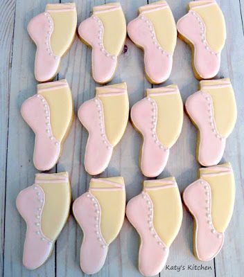 Katy's Kitchen: Ballet Shoes Cookies Ballet Slipper Cookies Decorated, Dancer Cookies, Ballet Cookies, Rolled Cookies, Nutcracker Cookies, Shoe Cookies, Nutcracker Party, Sports Cookies, Sugar Cookie Decorating