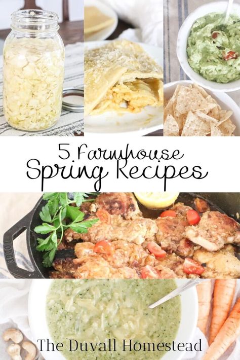 5 Farmhouse Spring Recipes Cook with Me - The Duvall Homestead Farmhouse Cooking Recipes, Homestead Dinner Recipes, Homemaker Recipes, Farm To Table Recipes, Farmhouse Recipes, Spring Foods, Small Holding, Homestead Recipes, Creamy Broccoli Soup