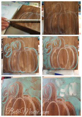 Mrs. Macre's Art Class: DIY Painted Pumpkin on Canvas Painting A Pumpkin, Pumpkin Canvas Painting, Paint A Pumpkin, Decorating For Fall, Fall Canvas Painting, Pumpkin Canvas, Fall Canvas, Painted Pumpkin, Canvas Diy