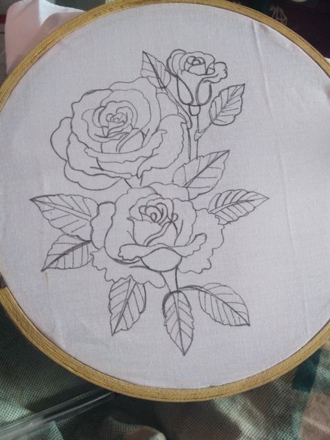 Rose drawing Drawing For Embroidery, Candlewicking Patterns, Embroidery Drawing, Flower Pattern Design Prints, Sheet Painting, Rose Embroidery Designs, Rose Embroidery Pattern, Digital Embroidery Patterns, Chain Stitch Embroidery