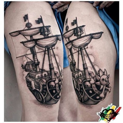 by Luv'n'Roll Co. Crew Tattoo, One Piece Tattoo, Rabe Tattoo, Circus Tattoo, Straw Hat Crew, Thousand Sunny, The Straw Hat Pirates, Traditional Style Tattoo, Straw Hat Pirates