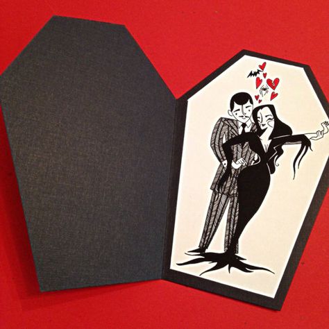 Addams Family Valentine’s Day Card from etsy seller LeaseAPenny Price: $5.00 Halloween Love Cards, Morticia And Gomez, Morticia And Gomez Addams, Spooky Love, Family Valentines Day, Idea For Halloween, Gomez Addams, Anti Valentines Day, Undying Love