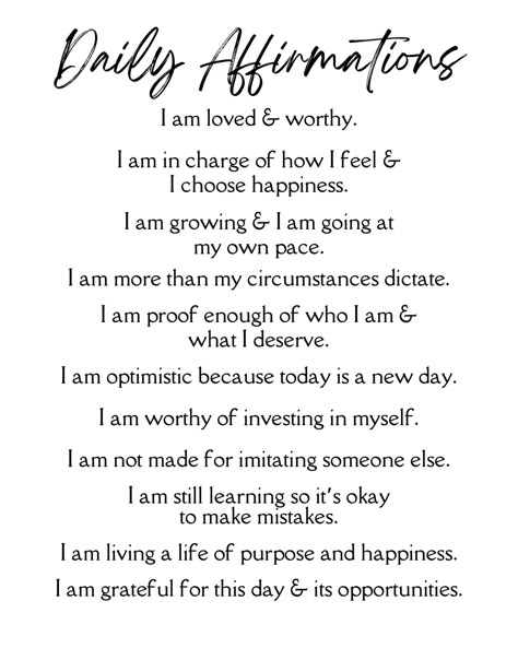 *This listing is for a digital product only, no physical product will be sent to you* Daily Affirmations A4, A5, & A6 Digital Prints Simply download this artwork and print at home! Once purchased and downloaded you have unlimited access to print as many times as you like, for free! This item comes with A4, A5 & A6 sizing, in a high quality PDF file. Once downloaded simply print the PDF file at home. Don't have a home printer? No worries! Here are a few options that might be useful for you: Use l I Am Affirmations, Affirmations For Women, Daily Positive Affirmations, Morning Affirmations, Inspirational Quotes God, Self Love Affirmations, Positive Self Affirmations, Love Affirmations, Manifestation Affirmations