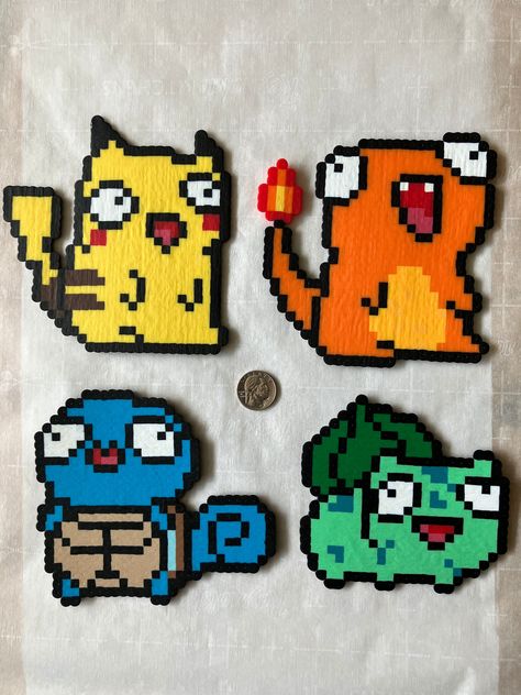 Derpy poke's made from perler beads. Rayquaza Perler Beads, Best Perler Bead Patterns, Derpy Pokemon Perler Beads, Acnh Perler Bead Patterns, Nintendo Perler Beads, Perler Plant, Rave Perler Bead Patterns, Dnd Perler Beads, Umbreon Perler