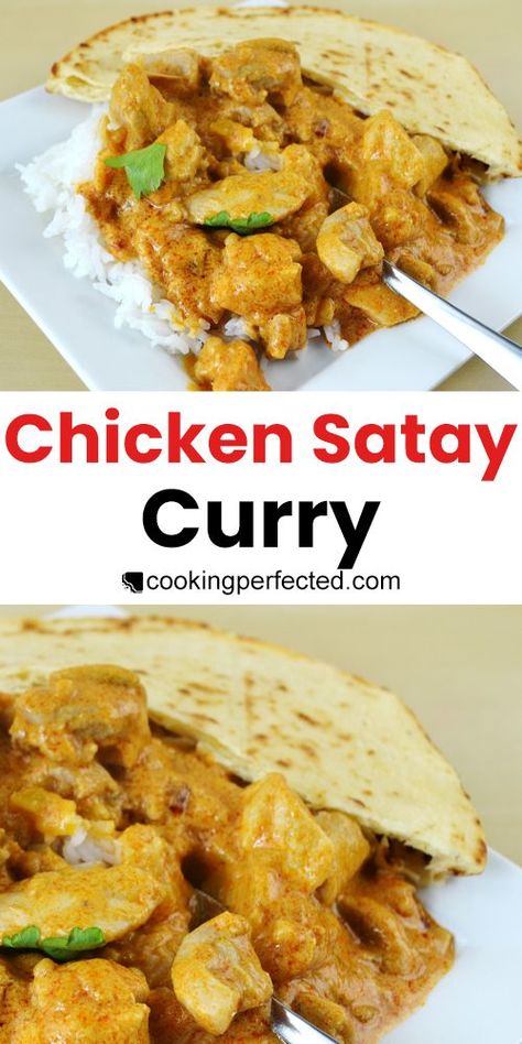 This satay chicken curry is incredibly delicious. Chicken Satay Curry Recipe, Easy Chicken Satay, Satay Curry, Vegeterian Dishes, Satay Chicken, Indian Cooking Recipes, Easy Dinner Recipe, Chicken Satay, Easy Chicken Curry