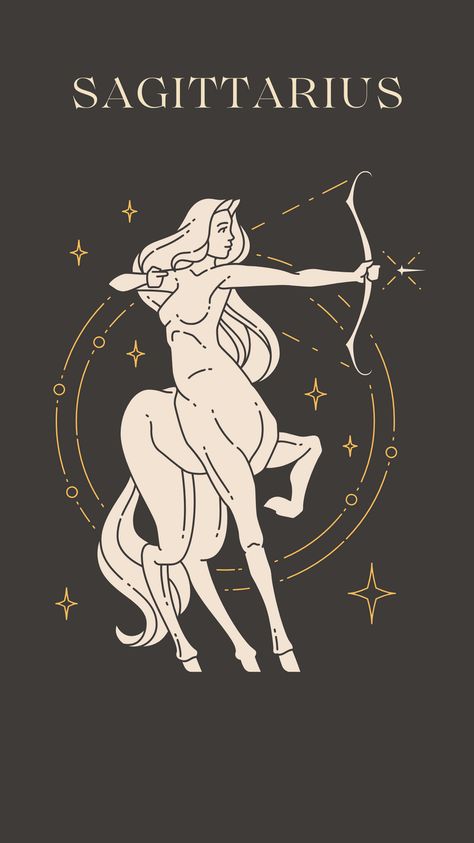 Zodiac Phone Wallpaper, Aesthetic Sagittarius, Sagittarius Wallpaper, Sagittarius Tattoo Designs, Arrow Tattoos For Women, Sagittarius Art, Black And Gold Aesthetic, Horoscope Compatibility, Art Furniture Design