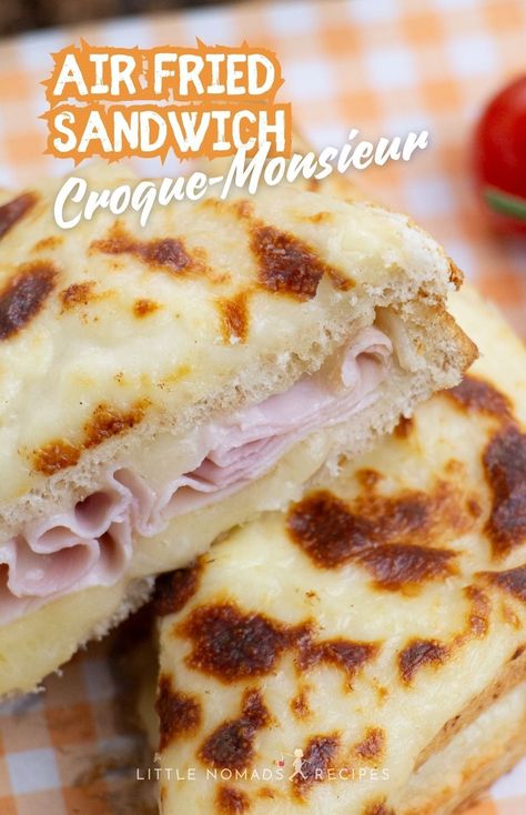 Make this French favorite in your air fryer! Ham, cheese, and a creamy béchamel come together in a crispy, golden sandwich that’s ready in no time. Ham And Cheese Melts, Air Fryer Sandwiches, Air Fryer Ham, French Sandwich, How To Thicken Sauce, Pasta Side Dishes, Ham And Cheese Sandwich, Chicken Salad Sandwich, Ham Cheese