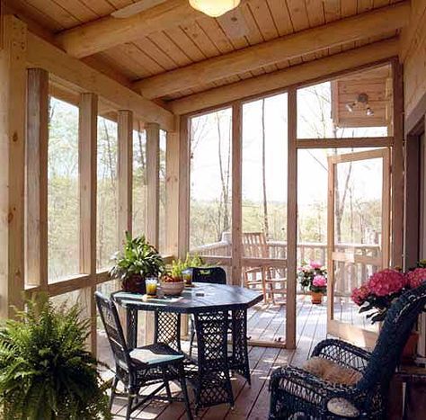 Log Home Plan, Screened Porch Designs, Screened In Deck, Log Home Plans, Porch Remodel, Large Foyer, Casa Exterior, Porch Design, Decks And Porches