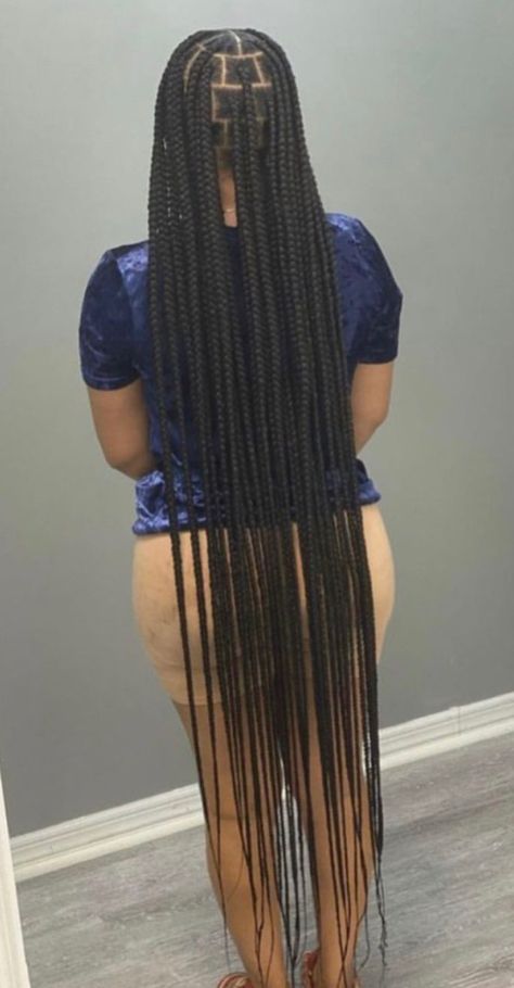 Long Weave Hairstyles Braids, Long Big Knotless Box Braids, Extra Long Braids For Black Women, Large Knee Length Knotless Braids, Braided Hairstyles For Black Women Long, Popsmoke Braids Women, Long Braided Hairstyles For Black Women, Long Braids Black Women, Ankle Length Braids