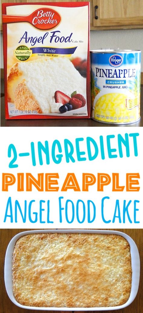 Pineapple Cake Recipe Easy, Homemade Dump Cake, Cake Recipe Easy Homemade, Pineapple Angel Food Cake, 2 Ingredient Cakes, Pineapple Dump Cake, Angel Food Cupcakes, Cake Pineapple, Angel Food Cake Desserts