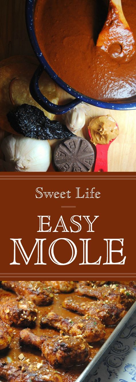 Easy Mole Easy Mole Recipe, Mole Recipe Mexican, Chicken Mole Recipe, Mexican Mole, Mole Recipe, Chicken Mole, Mole Sauce, Hispanic Food, Recipe Chicken