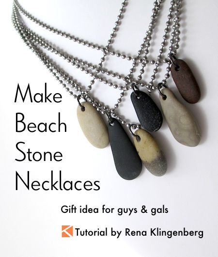 Make Beach Stone Necklace | Beach Stone Jewelry | Beach Stone Ideas | Beach Stone Crafts Necklaces Tutorial, Rena Klingenberg, Crazy Jewelry, Beach Stones Jewelry, Stone Diy, Pebble Jewelry, Stone Ideas, Necklaces Gift, Stone Necklaces