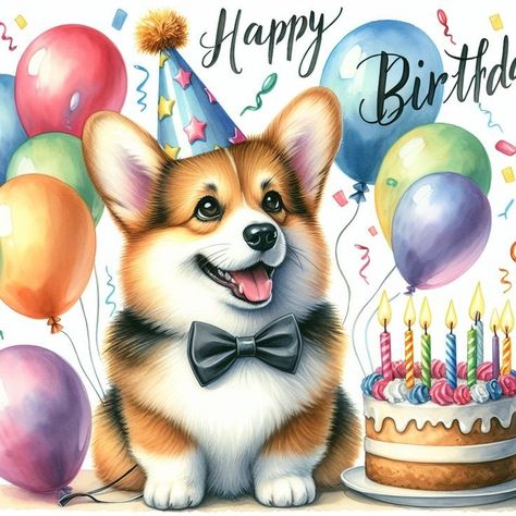 Happy Birthday Wishes With Dogs, Happy Birthday Corgi, Corgi Birthday, Free Birthday Greetings, Birthday Corgi, Happy Birthday Wishes Pics, Birthday Wishes Pics, Birthday Memes, Corgi Pictures