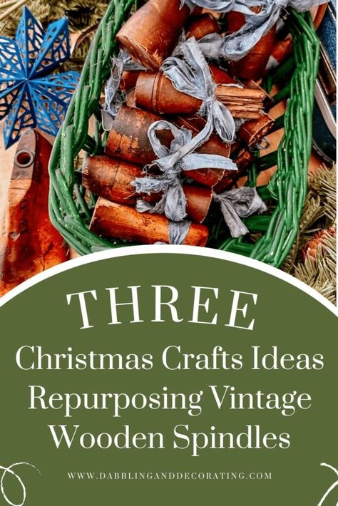 Crafts With Bed Springs Ideas, Christmas Spindle Ideas, Spindles Repurposed, Holiday Craft Ideas, Christmas Crafts Ideas, Wood Spindles, Spindle Crafts, Easy Holidays Crafts, Tier Trays