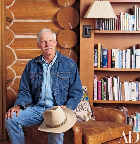 Ted Turner's Vermejo Park Ranch in New Mexico | Architectural Digest Ted Turner, Happy Facts, Leaded Glass Door, Ralph Lauren Bedding, Limestone Fireplace, Dream Of Jeannie, Old Drawers, Old Desks, He Doesnt Care