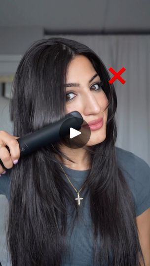 11M views · 417K reactions | Curtain Bang Hack🔥🔥  #curtainbangs #hairtutorial #flatiron #bangs #hairhacks | Maria Aiello | RetroBands · Shhh How To Style Curtain Bangs With Flatiron, Styling Curtain Bangs With Flat Iron, Maria Aiello, Hair Style On Saree, How To Style Bangs, Curtain Bangs, Flat Iron, Length Hair, Hair Hacks