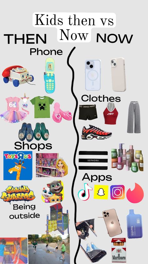 !!I'm not saying all kids are like this so no hate pls!! - Kids then vs Now #kids#childhood#fyp Phone Clothes, Then Vs Now, All Kids, Long Time Ago, Nike Pros, The Outsiders, Quick Saves