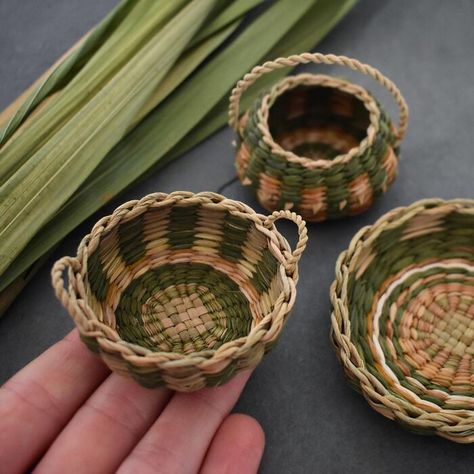 Basket Weaving Diy, Basket Weaving Patterns, Pine Needle Baskets, Invasive Plants, Hand Woven Baskets, Dry Leaf, Miniature Crafts, Pine Needles, Weaving Patterns