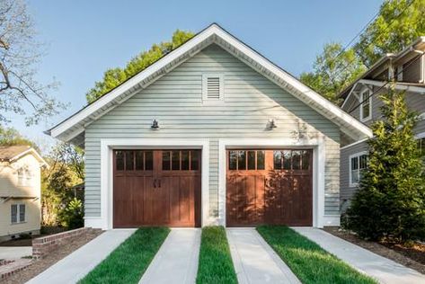 Boost curb appeal and maybe even security with new garage doors. Find out cost ranges and other important details here Craftsman Style Garage Doors, Detached Garage Designs, Garage Paint, Craftsman Garage, Wooden Garage Doors, Garage Floor Paint, Garage Door Types, Garage Roof, Garage Style