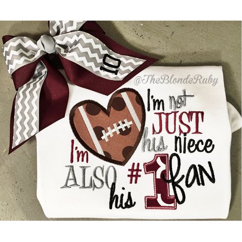 Football niece shirt @TheBlondeRuby Football Niece Shirts, Sports Chants, Niece Onesie, Girls Football Shirt, Basketball Shirt Designs, Onesie Ideas, Kids Football Shirts, Football Shirt Designs, Cupcakes For Boys