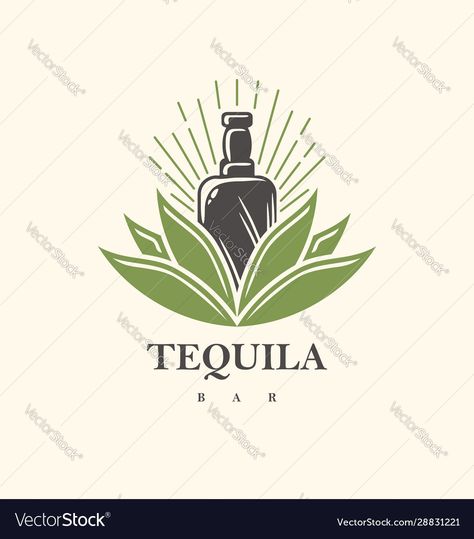 Tequila Logo Design, Alcohol Logo Design, Agave Illustration, Mezcal Logo, Tequila Logo, Bar Logo Design, Logo Drink, Beer Logo Design, Bottle Logo