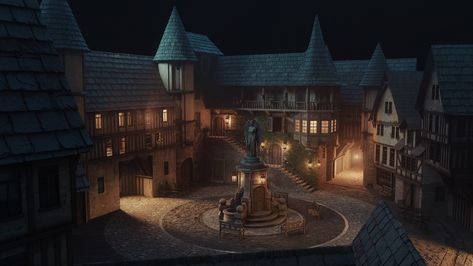 ArtStation - Town square isometric, Tummi Fantasy Town Square, Fantasy Town, Old Town Square, Town Square, Sci Fi Fantasy, Old Town, Fantasy Art, Concept Art, Art Design