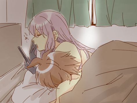 Makoto Naegi and Kyoko Kirigiri Kyoko Kirigiri, Visual Novel, Everyday Items, Danganronpa, Bed, Anime