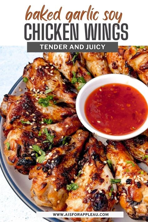 Looking for an easy dinner idea? These sticky honey garlic soy wings are crispy, oven-baked, and full of bold flavors. Perfect for busy nights or family gatherings. Don’t forget to pin this recipe! Easy Chicken Thigh Recipes Baked, Soy Garlic Chicken Wings, Honey Soy Marinade, Garlic Chicken Wings Recipe, Soy Garlic Chicken, Flavored Chicken, Creamy Chicken Stew, Best Chicken Wing Recipe, Garlic Wings