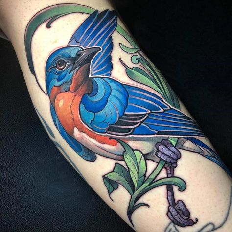 Top 51+ Best Bluebird Tattoo Ideas - [2021 Inspiration Guide] Blue Bird Tattoos, Blue Jay Tattoo, Tattoo American Traditional, Olive Tattoo, Bluebird Tattoo, Bird Tattoos, Tatuaje A Color, Tattoo Shows, Bird Tattoo