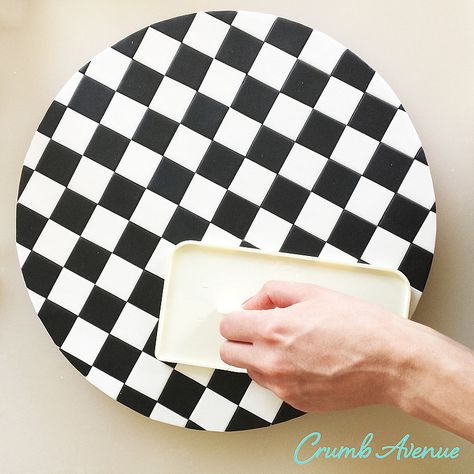 Crumb Avenue - Easy to follow cake topper tutorials | Tutorials | Checkered Cake Board Chess Party, Checkered Cake, Soap Dough, Fondant Cake Tutorial, Checkerboard Cake, Bike Cakes, Icing Techniques, Apartment Vibes, Sport Cakes