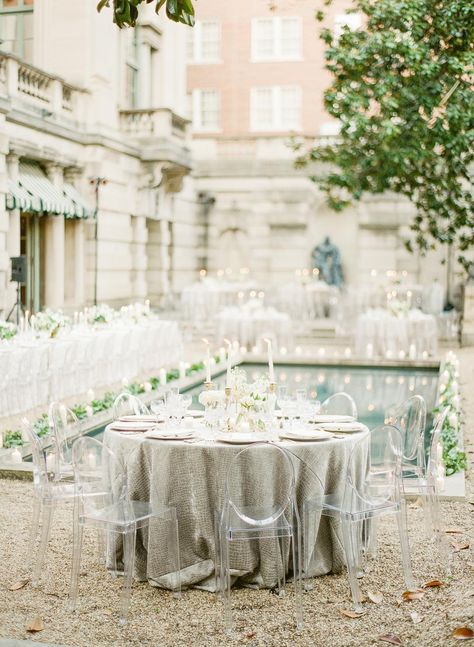 Chairs Wedding, Dc Wedding Venues, Ghost Chairs, Sage Wedding, Garden Wedding Venue, Outdoor Reception, Washington Dc Wedding, Table Set Up, Wedding Reception Venues