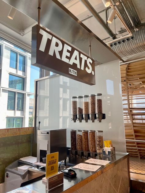 #kith #kithtreats #london #newyork Kith Treats, Cafe Store, Coffee Cart, London Summer, Coffee Carts, Cafe Interior, Cafe Design, Happy Dogs, Gift Box