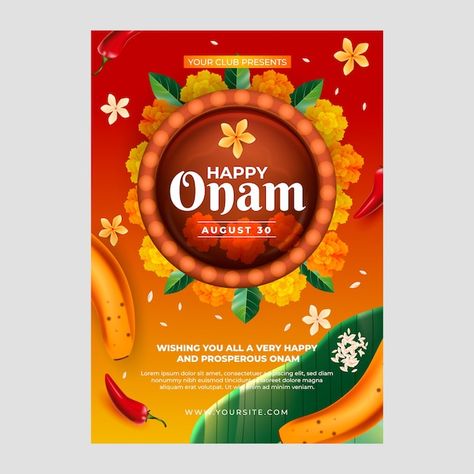 Free vector realistic onam vertical post... | Free Vector #Freepik #freevector #onam-poster #onam-festival #onam #happy-onam Onam Poster, Onam Kerala, Onam Festival, Poster Template Free, Happy Onam, Vertical Poster, Poster Template, Kerala, Graphic Resources