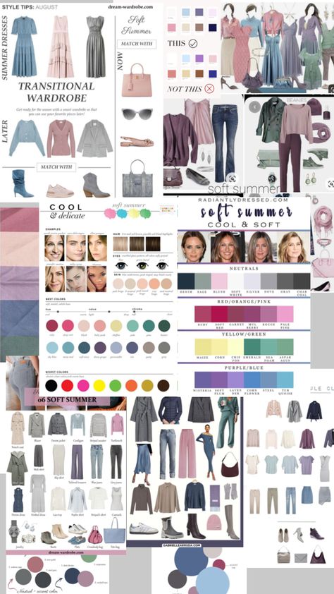 Soft summer color pallet outfits Soft Summer Wardrobe, Summer Color Pallet, Summer Pallet, Soft Summer, Summer Color, Wardrobe Ideas, Summer Wardrobe, Wardrobe, Color