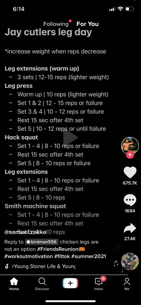 Jay Cutler Workout Routine, 30min Workout, Jay Cutler, Workout Exercises, Smith Machine, Leg Extensions, Leg Press, Back Workout, Legs Day