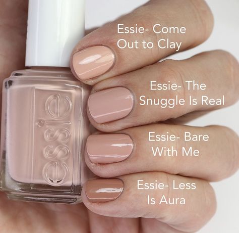 Essie Come Out To Clay, Essie The Snuggle Is Real, Essie Nail Polish 2024, Essie Nude Colors, Nude Nail Polish For Dark Skin, Tan Nail Polish, Sand Nails, Nail Care Diy, Tan Nails