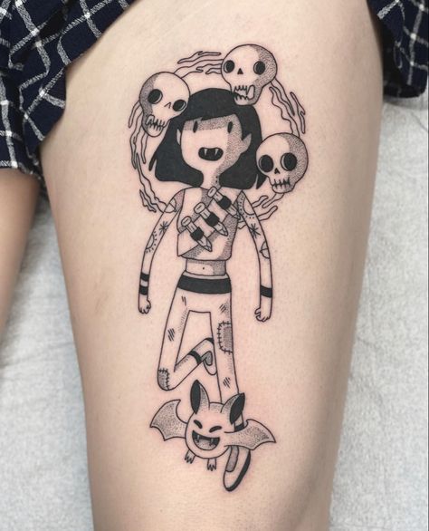 Come Along With Me Tattoo, Prismo Adventure Time Tattoo, Marceline Tattoo, Arte Hippy, Nature Tattoo Ideas, Adventure Time Tattoo, Gamer Tattoos, Cool Nature, Funky Tattoos