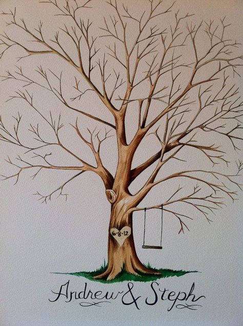 alternative wedding guest books | Wedding Tree Awesome Alternative to a Guest Book by KatiebonesX, $75 ... Family Tree Wall Painting, Family Trees Diy, Tree Wall Painting, Family Tree Painting, Diy Wedding Guest Book, Diy Guest Book, Family Tree Designs, Family Tree Tattoo, Family Tree Art