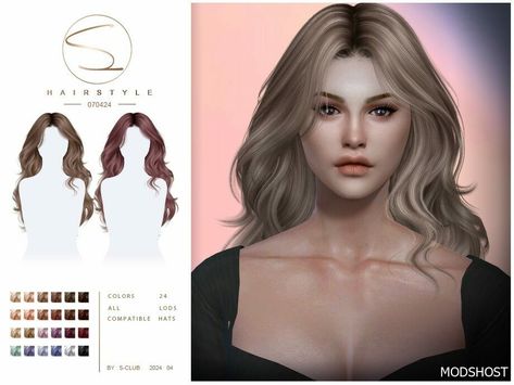 Download Wavy Hairstyle 070424 for Sims 4 at ModsHost NOW! Wavy hairstyle with 24 colors, hope you like it, thank you Recoloring Allowed: Yes #sims4cc #mods #videogames #gaming #hair #female Wavy Hair Sims 4, Wavy Hair Sims 4 Cc, Sims 4 Wavy Hair Cc, Sims 4 Wavy Hair, Sims 4 Cc Wavy Hair, Wavy Ponytail, Club Hairstyles, Best Mods, Long Wavy Hair