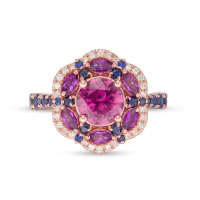 Frame Flower, Diamond Frame, Rhodolite Garnet, Color Collection, Flower Fashion, Flower Ring, Flower Frame, Blue Sapphire, Sapphire Ring