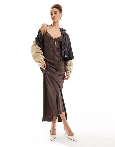 Dresses by Lioness Best dressed: secured V-neck Adjustable straps Tie details Regular fit Holiday Dress Outfit, Cami Maxi Dress, Winter Party Dress, Satin Slip Dress, Best Dressed, Maxi Dress Trend, Black Wrap Dress, Petite Maternity, Plus Size Pregnancy