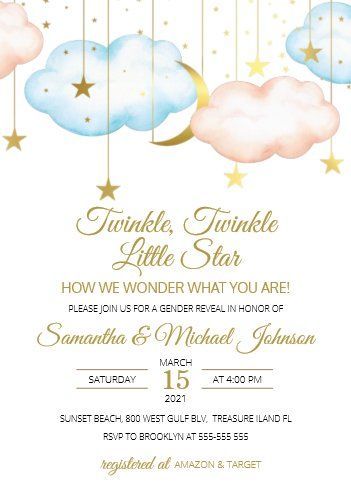 gender reveal invitations Gender Invitations, Stars Invitation, Moon Baby Shower Invitation, Gender Reveal Invitations Template, Baby Shower Boho, Star Baby Shower Invitations, Gender Reveal Themes, Invitations Template, Gender Reveal Party Invitations