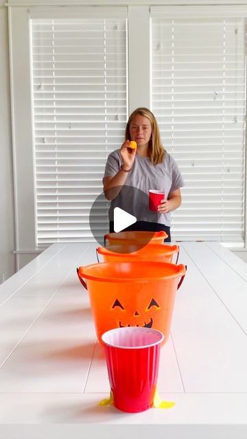 Britni V | Play Party Plan on Instagram: "Who’s winning at your next party? 🎃🏓🥇

Comment “Halloween games” for this AND 64 other game ideas!! (This is #6 in the post) or visit 
https://www.playpartyplan.com/easy-halloween-party-games/ for all the fun! 

#halloweengames #partygame #familyfuntime #winnerwinner #allageswelcome #mustplay" Cup Game, Easy Halloween Party, Cup Games, Minute To Win, Party Plan, Minute To Win It, Halloween Party Games, Game Ideas, Halloween Games